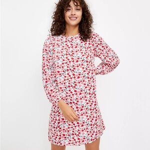 LOFT Cherry Print Long Sleeve Dress